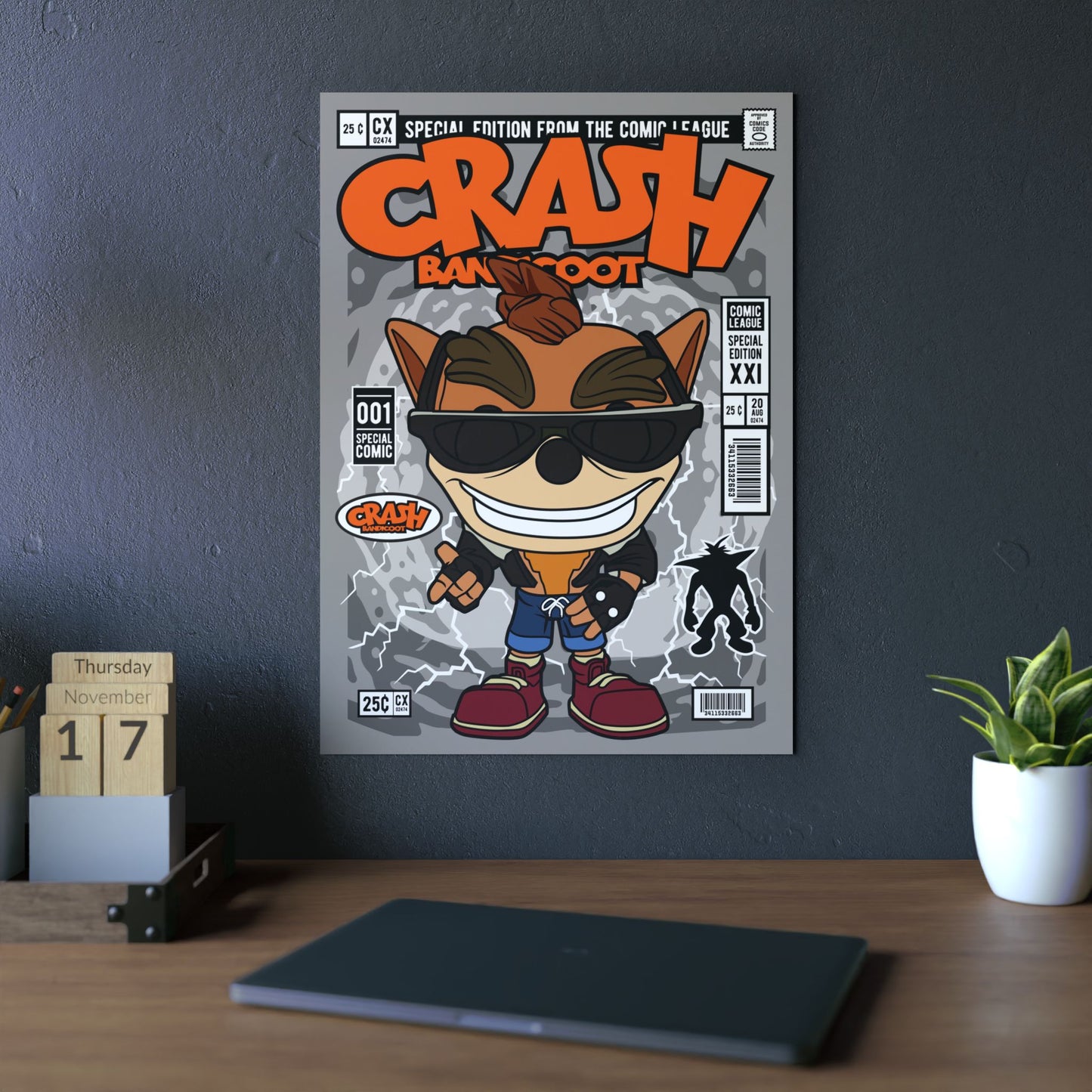 Biker Crash Metal Poster