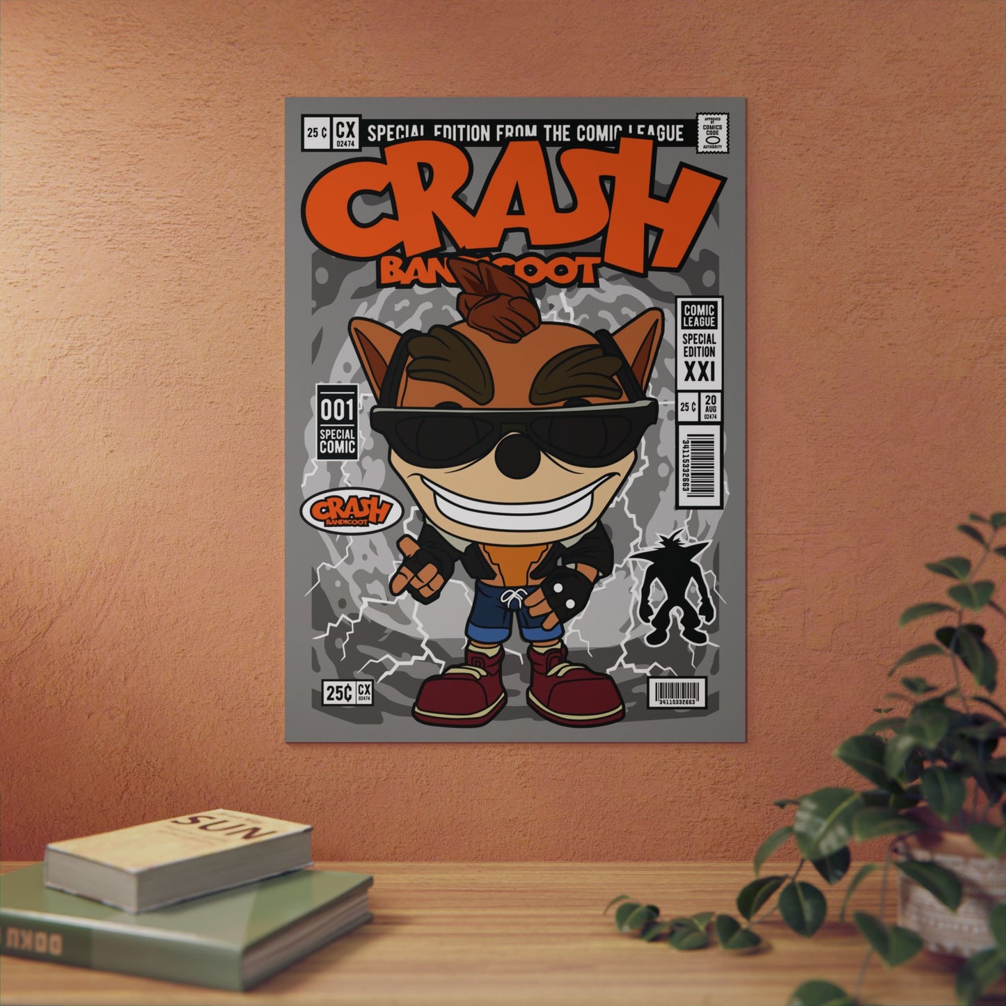 Biker Crash Metal Poster