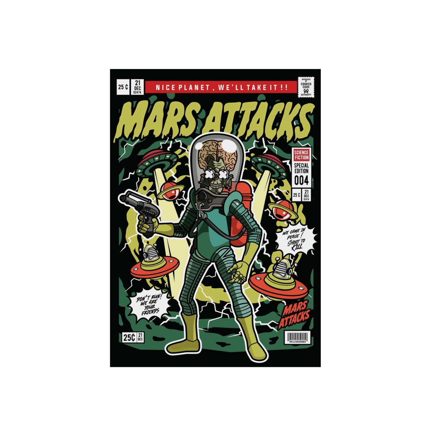 Mars Attack Comic Metal Poster