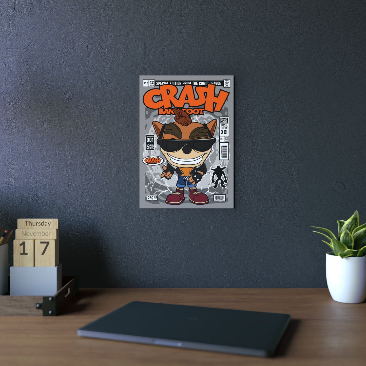 Biker Crash Metal Poster