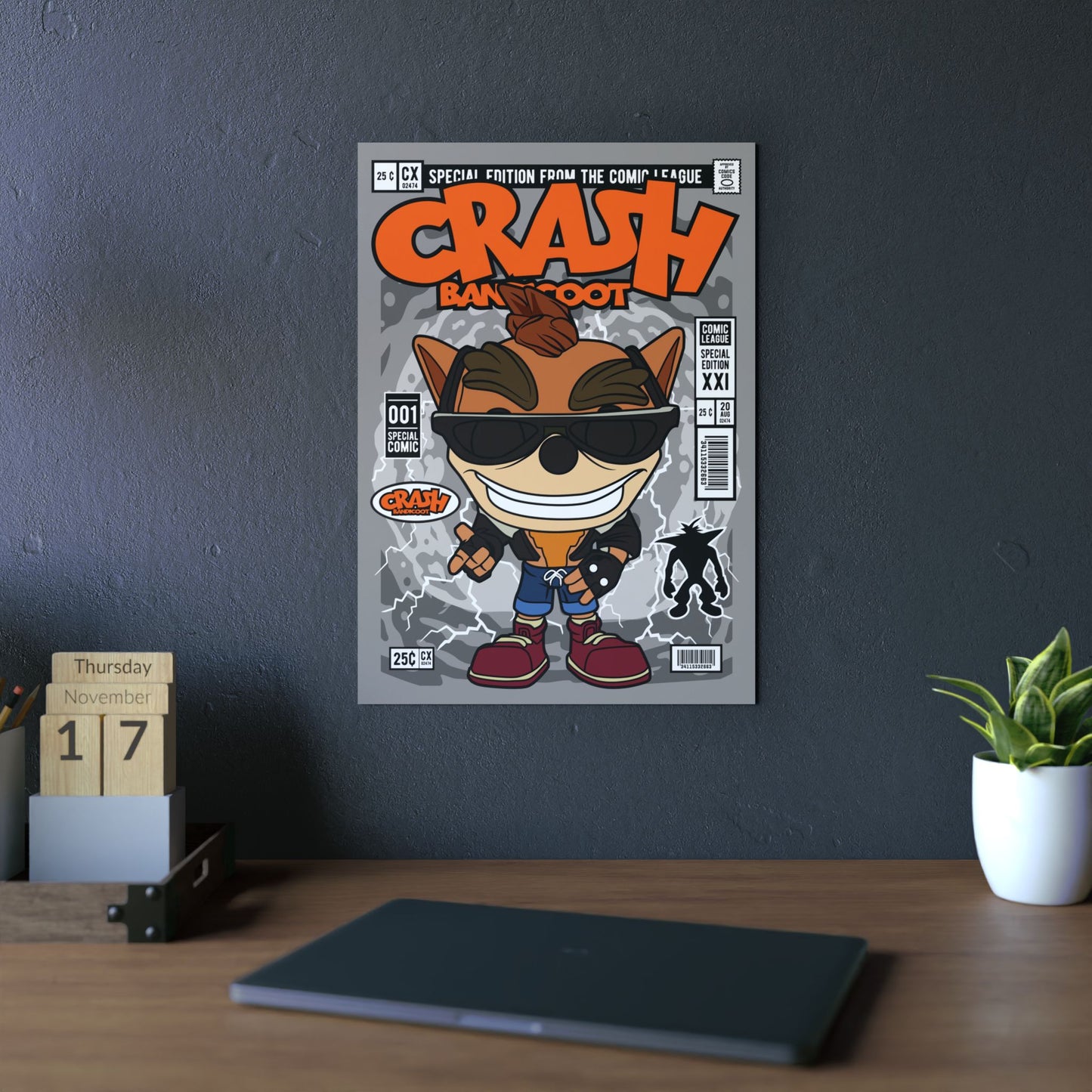 Biker Crash Metal Poster